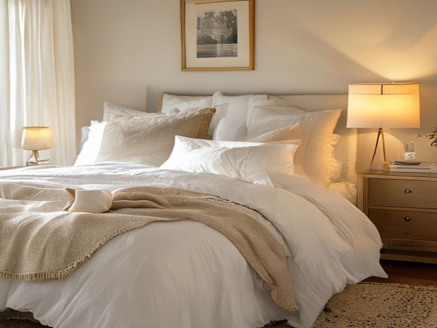 Freshly cleaned, guest-ready Airbnb bedroom
